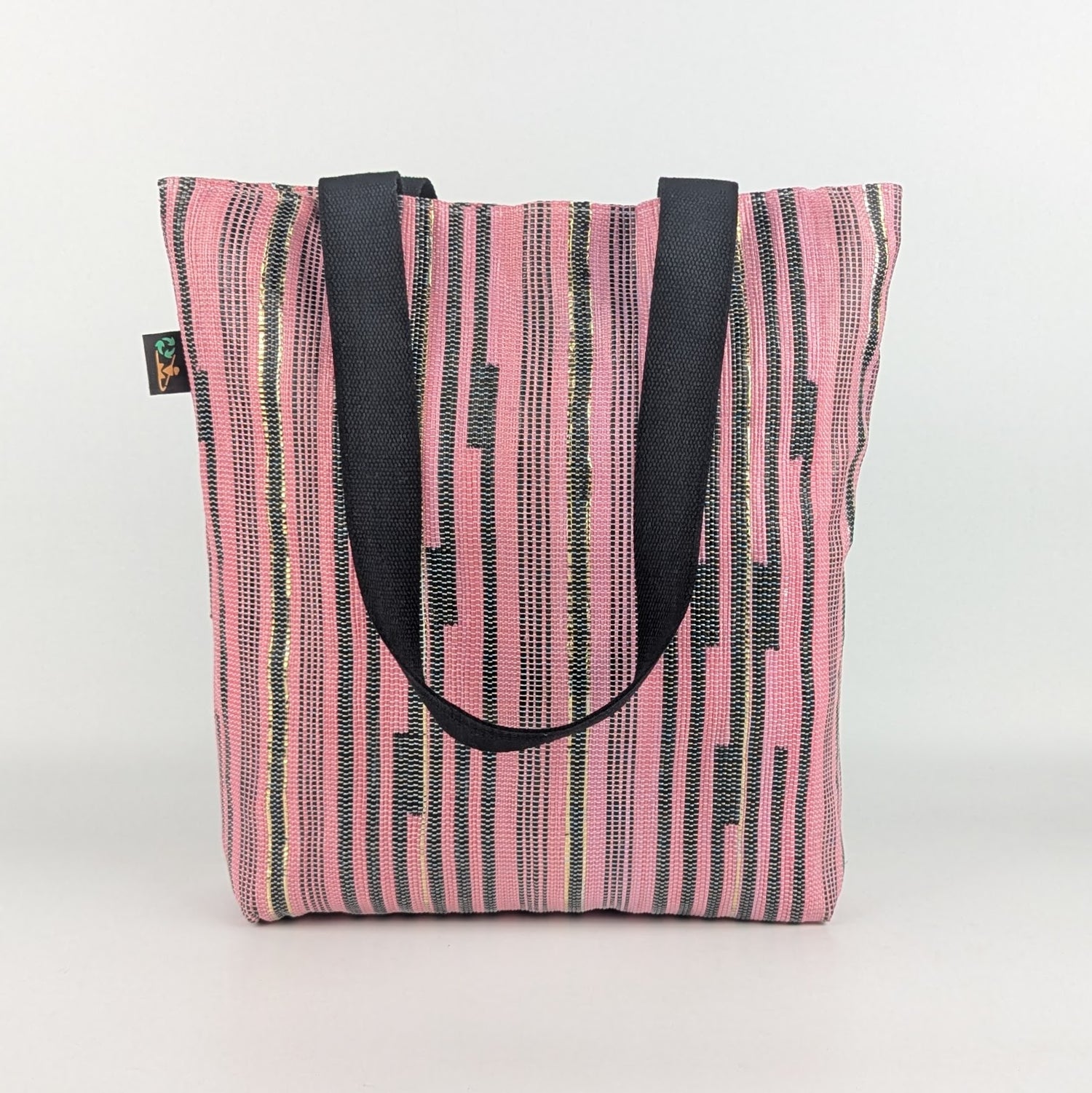 Shimmery Golden Black Pink Upcycled Handwoven Designer Shop N Go (SNGD0225-004) PS_W