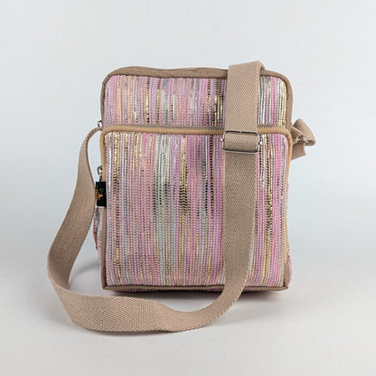 Shimmery Golden Pink Upcycled Handwoven Cross Body Sling (CBS0225-012) PS_W
