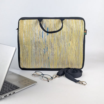 Shimmery Golden Yellow Handwoven Laptop Sleeve 16 inch (LSB160225-010) PS_W