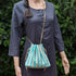 Shimmery Golden and Green Striped Upcycled Handwoven Potli Sling (PS0824-014)