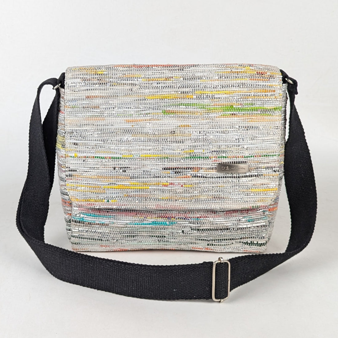Shimmery Multicolored Upcycled Handwoven Messenger Bag (MB0924-003) PS_W