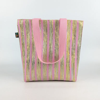 Shimmery Pink Yellow Golden Upcycled Handwoven Shop N Go (SNG1124-005) PS_W
