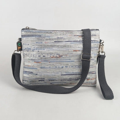 Shimmery Silver Multicolored Upcycled Handwoven Sling Bag (SI0325-010) PS_W