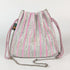 Shimmery Silver and Pink Striped Upcycled Handwoven Potli Sling (PS0824-002) PS_W