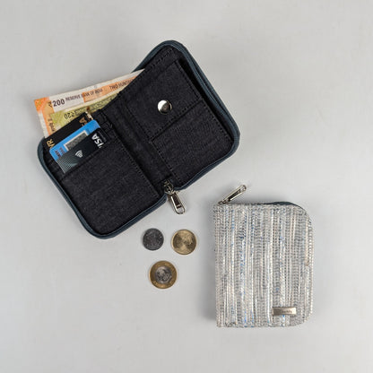 Silver and White Mix Upcycled Handwoven D Wallet (DW0225-018) PS_W
