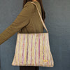 Trapeze Tote (TT0324-103) Purple and Glittery Golden waste plastic wrappers upcycled handwoven