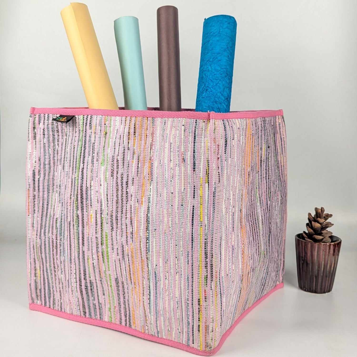 Upcycled Handcrafted Collapsible Storage Basket Big (CSBB0525-010) PS_W
