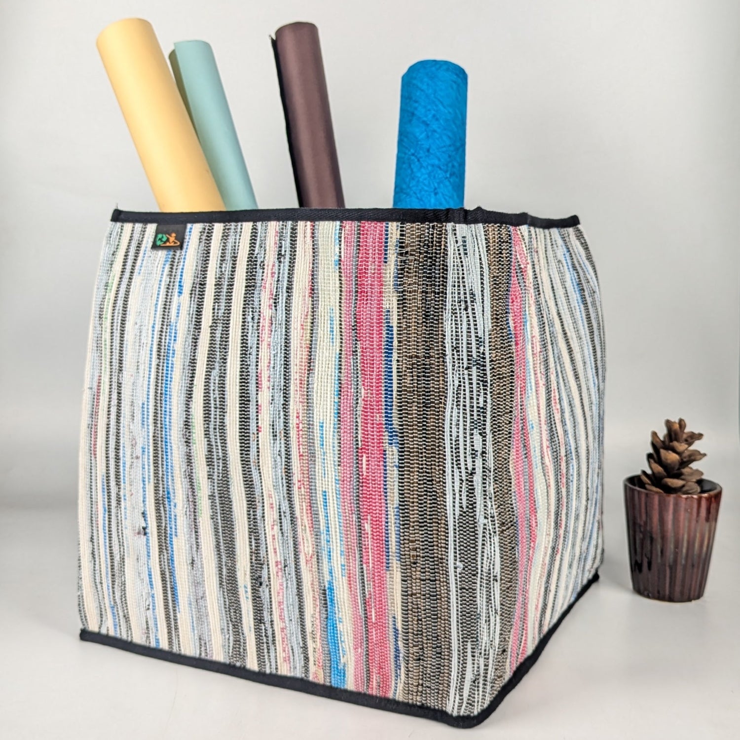 Upcycled Handcrafted Collapsible Storage Basket Big (CSBB0525-008) PS_W