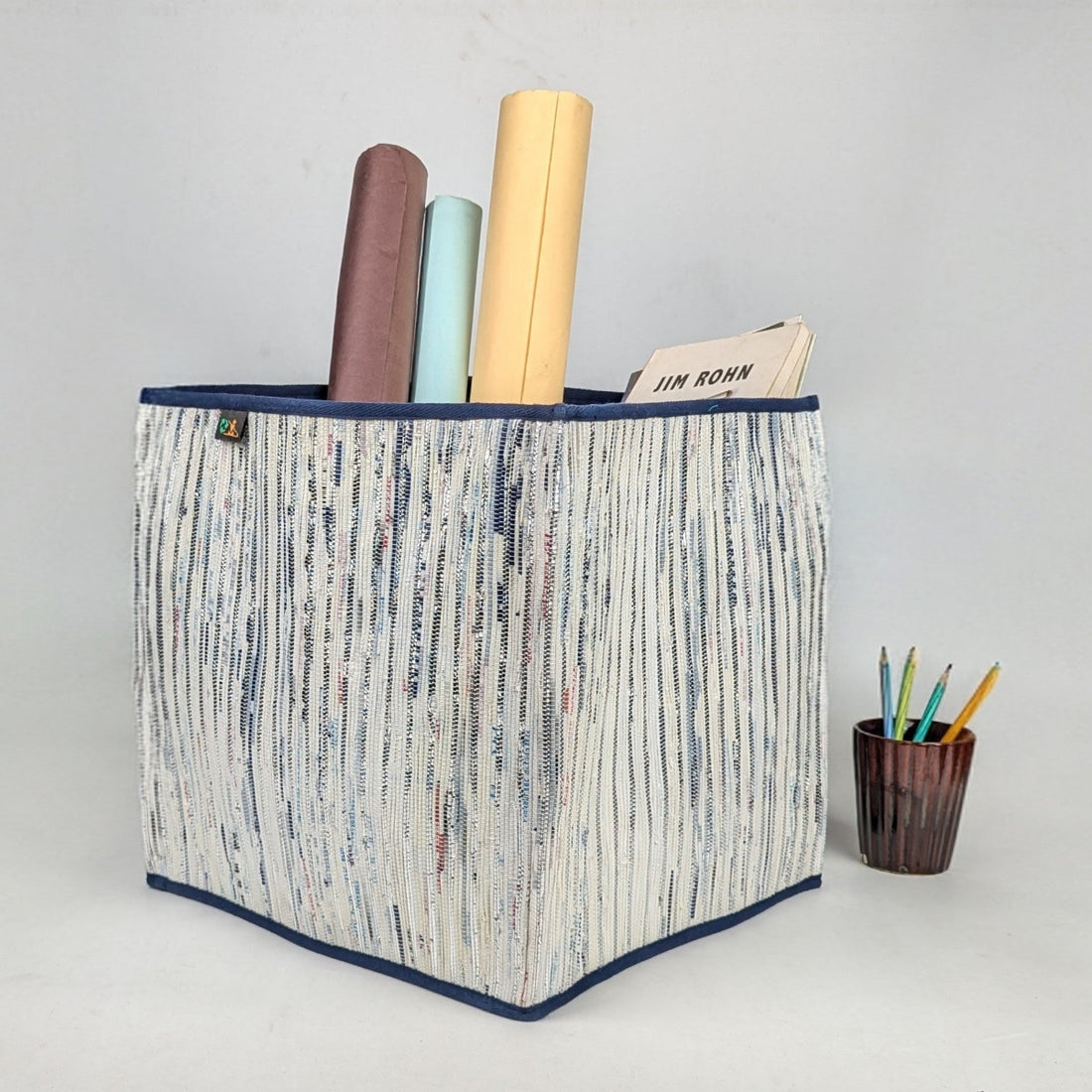 Upcycled Handcrafted Collapsible Storage Basket Big (CSBB0326-004) PS_W