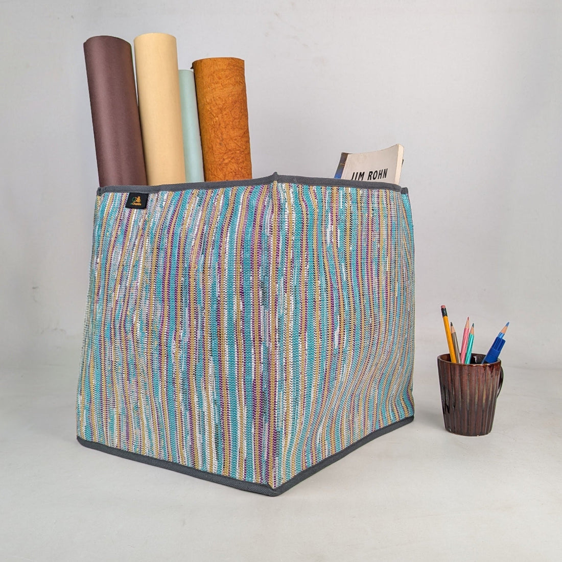Upcycled Handcrafted Collapsible Storage Basket Big (CSBB0526-010) PS_W 