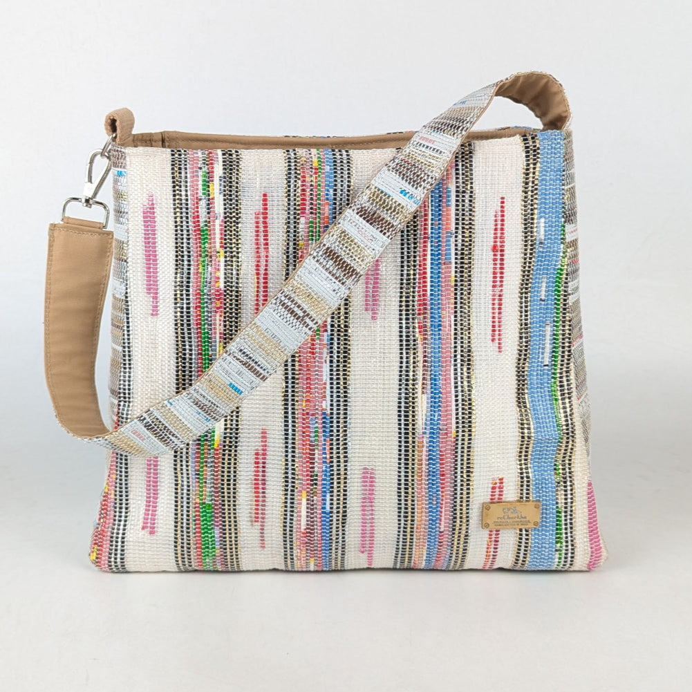 Upcycled Handcrafted Designer Trapeze Tote (TTD0325-001) PS_W