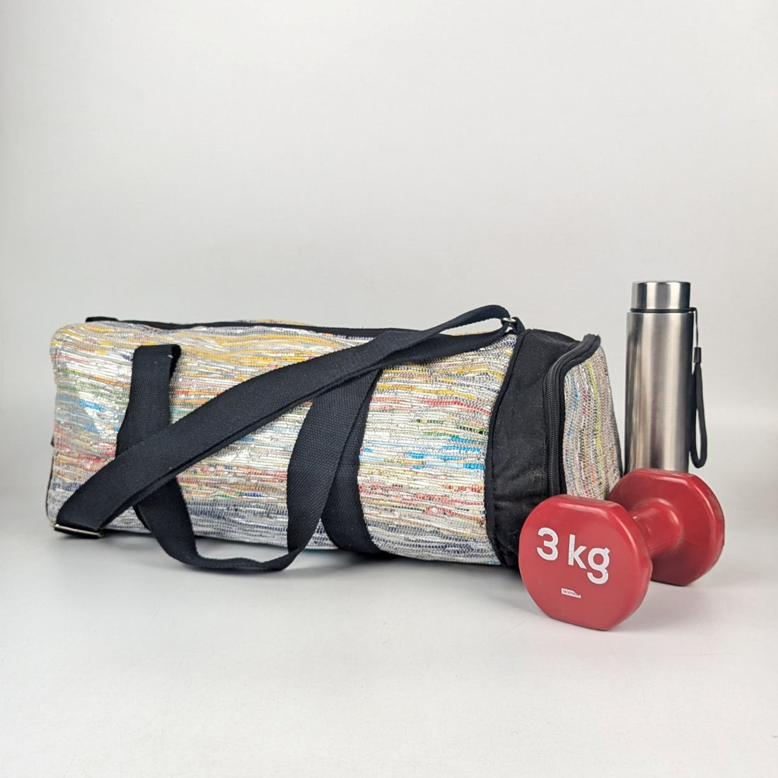 Upcycled Handcrafted Gym Duffle Weekender Bag (GDB0825-003)
