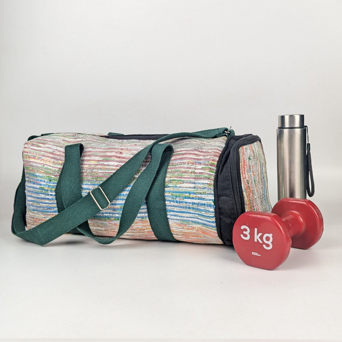 Upcycled Handcrafted Gym Duffle Weekender Bag (GDB0825-004)