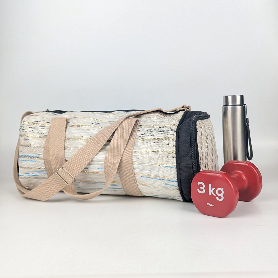 Upcycled Handcrafted Gym Duffle Weekender Bag (GDB0825-005)