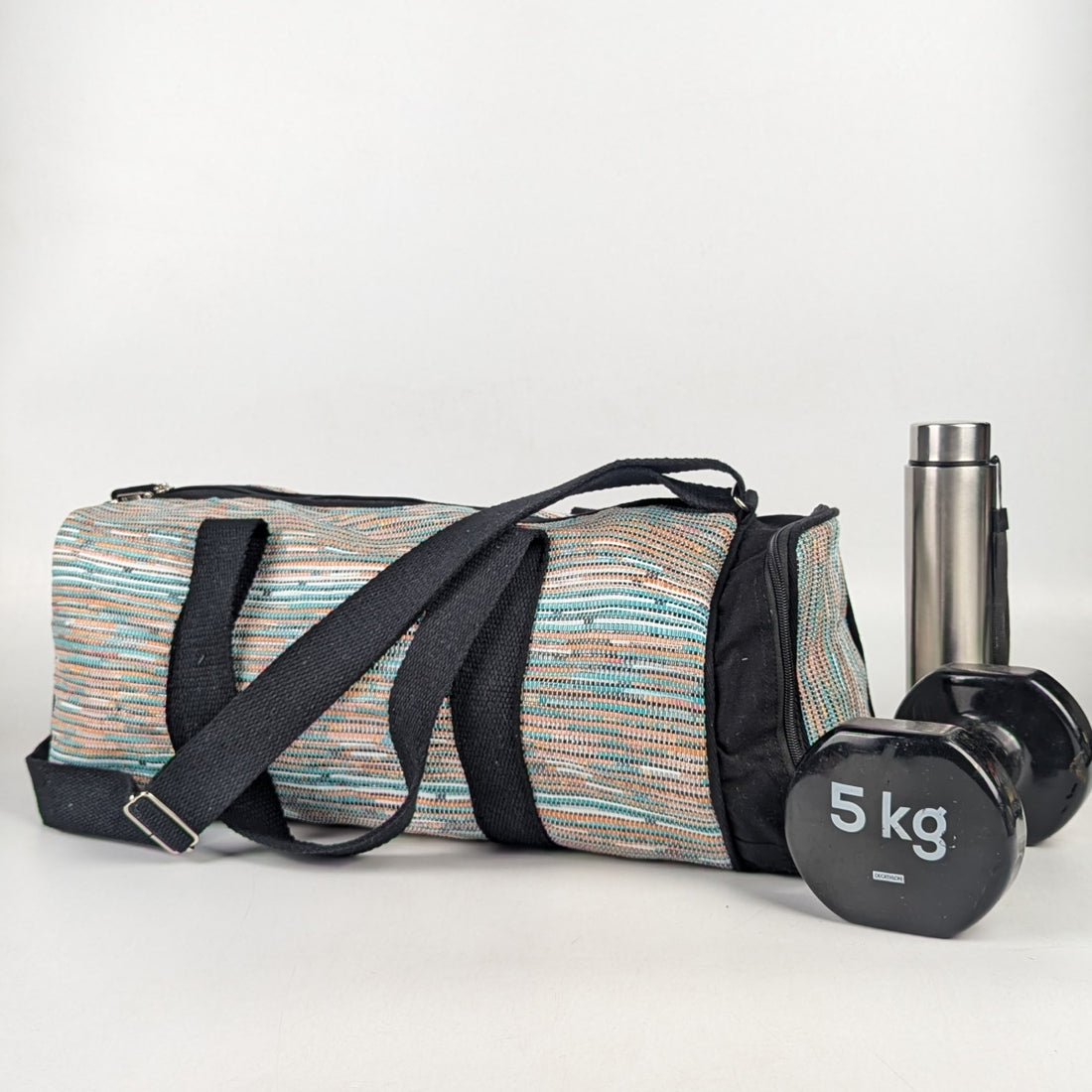 Upcycled Handcrafted Gym Duffle Weekender Bag (GDB1025-003)