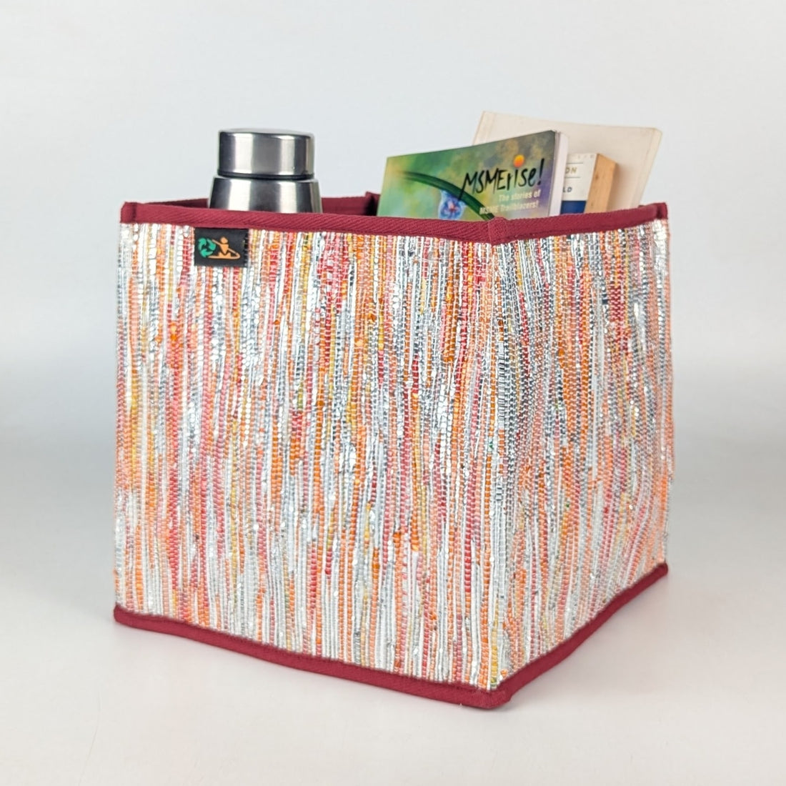Upcycled Handwoven Collapsible Storage Basket Medium (CSBM0525-017) PS_W