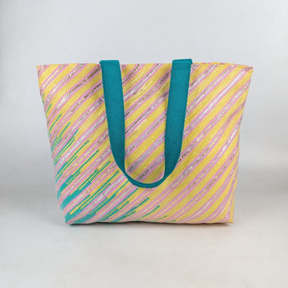 Upcycled Handwoven Designer Beach Bag (BBD0325-009) PS_W