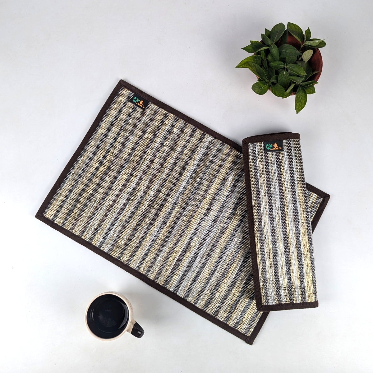 Upcycled Handwoven Table Mat (Set of 2) (TM0425-009) PS_W