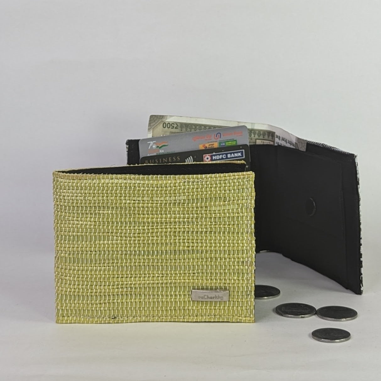 (W0224-107) Yellow Wrappers Upcycled Handwoven Wallet