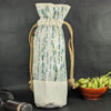 (WB0324-101) White and Green D Mart Waste Plastic Wrappers Upcycled Handwoven Wine Bottle Holder