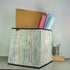 White Plastic Wrappers with Multicolored Stripes Upcycled Handwoven Collapsible Storage Basket Big (CSBB0324-110)