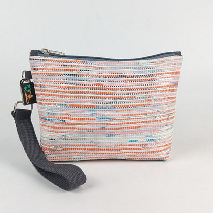White &amp; Red Stripes Upcycled Handwoven Wrist It (WI0225-013) PS_W