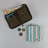 White with Turquoise Stripes Upcycled Handwoven D Wallet (DW0225-005) PS_W