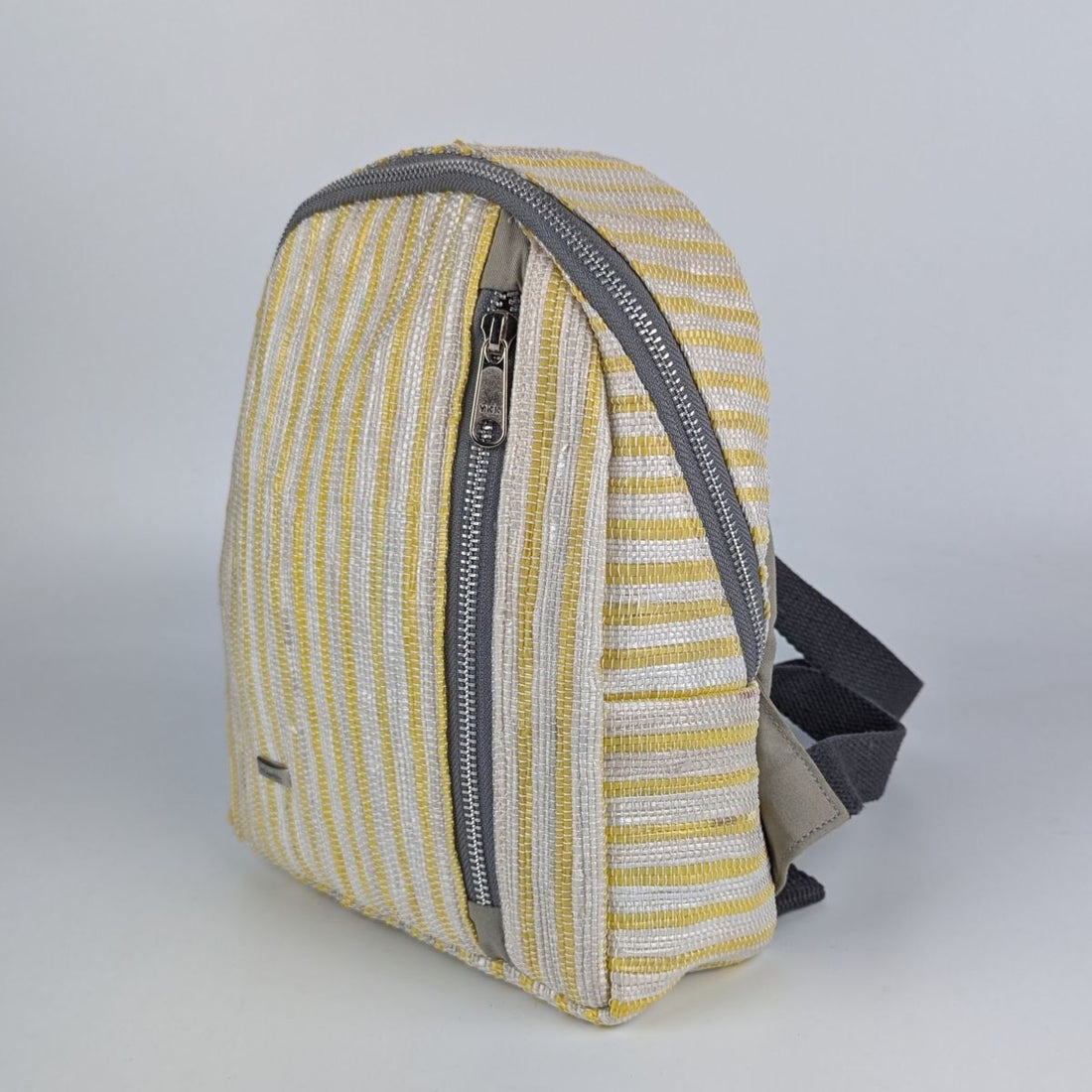Yellow White Striped Upcycled Handwoven Bug Pack (BPK0125-004) PS_W