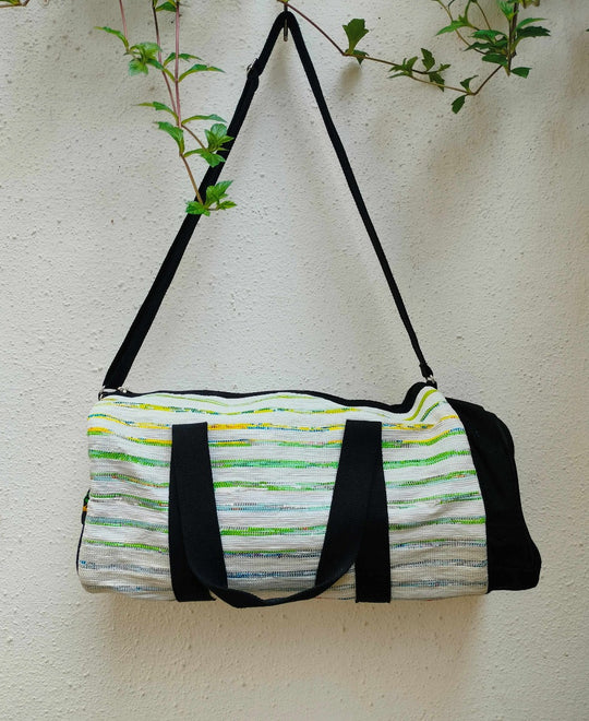 White and Green Stripes Gym Duffle Bag (GDB0723-001) MS