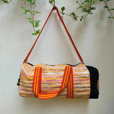 reCharkha Upcycled Handwoven Recycle Livelihoods Handcraft Gym Duffle Bag/Sports & Fitness Everyday Bag Ethically Tribal Made in India Pune Warli Tribe