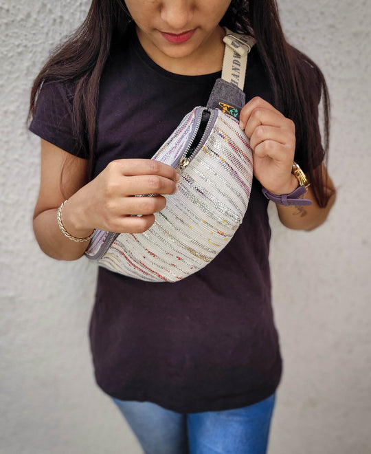 Girija's Fanny Pack Silver Bling n White (GFP0823-002)