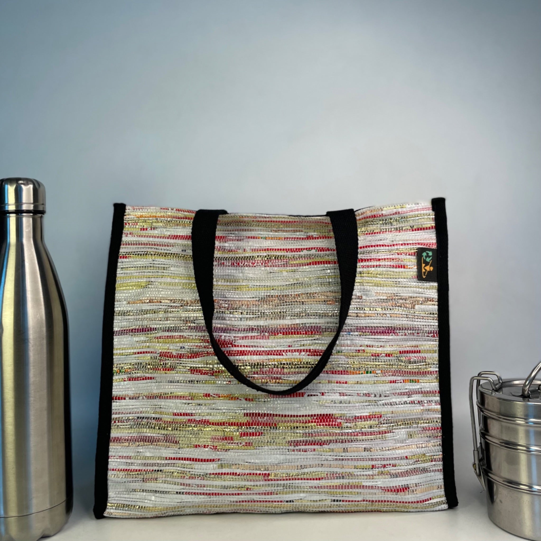 reCharkha Upcycled Handwoven Recycle Livelihoods Handcraft Handmade Lunch Bag Ethically Tribal Made in India Pune Warli Tribe Handloom Refash Trash Fash Waste EcoSocial Upcyclers Conscious Fashion Upcycled slow Trending Swadeshi Weave Textile Sustainable