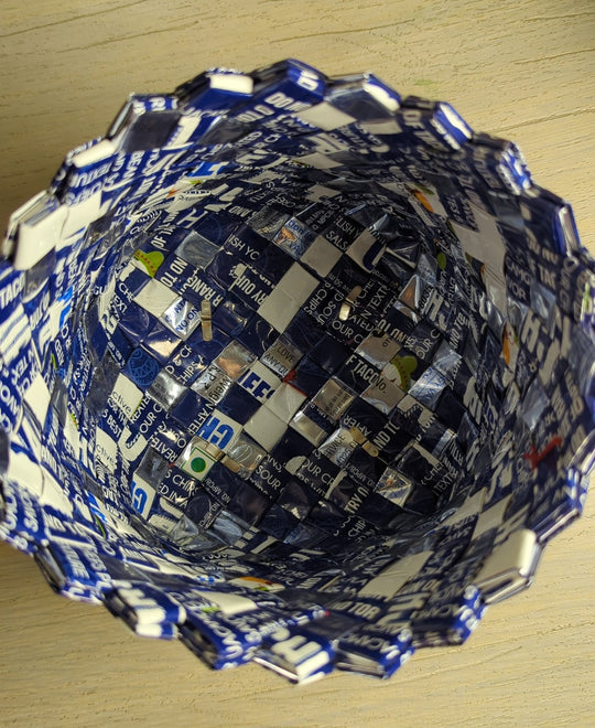 Medium Basketry Storage with Navy blue and silver design (BDSM1123-004)