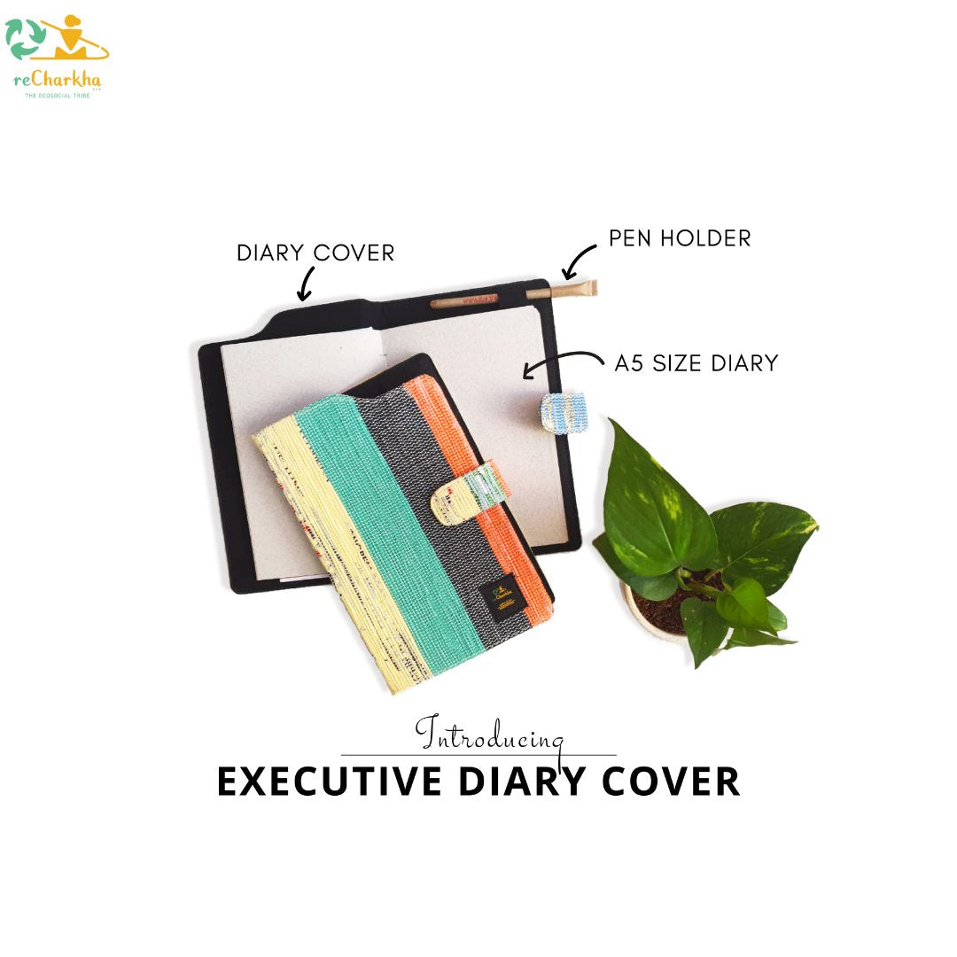 recharkha Upcycled Handwoven Executive Diary Cover Inside View