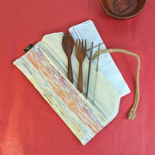 Pastel Colours  Upcycled Handwoven Cutlery Kit (CK0324-112)