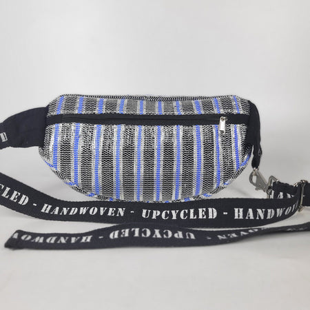 Girija's Fanny Pack Sky Blue Silver n Black Stripes (GFP0423-003)